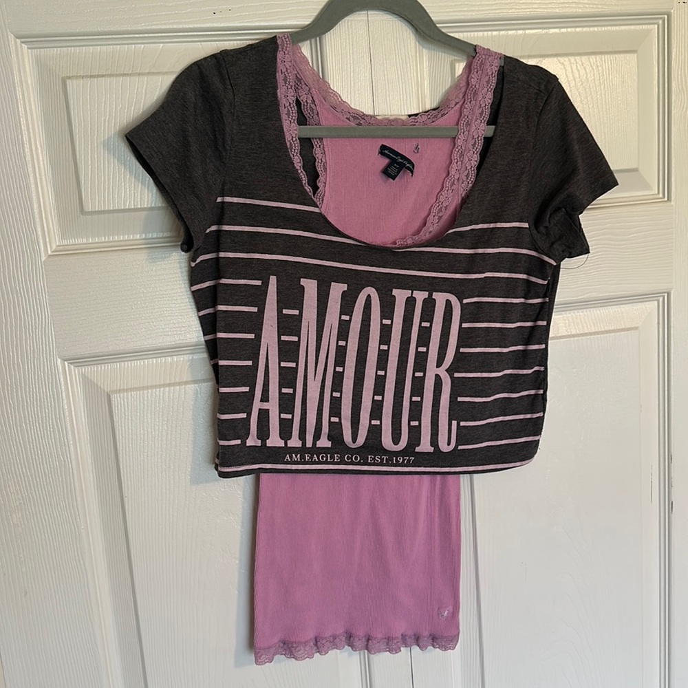 American Eagle Crop Top and Tank Set